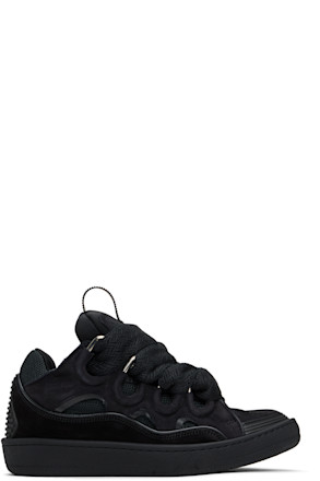 Black Curb Leather Sneakers
