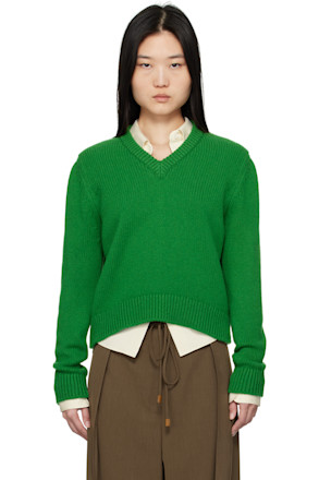 Green Glenn V-neck Sweater