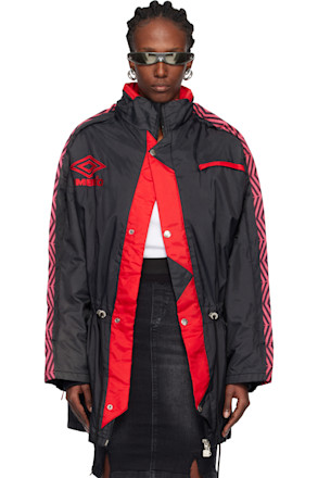 Black & Red Outline Coach Parka