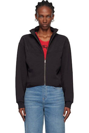 Black Upside Down Zip Up Sweatshirt