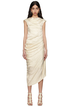 Off-White Asymmetric Draped Midi Dress