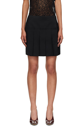 Black Kilt Pleated Miniskirt