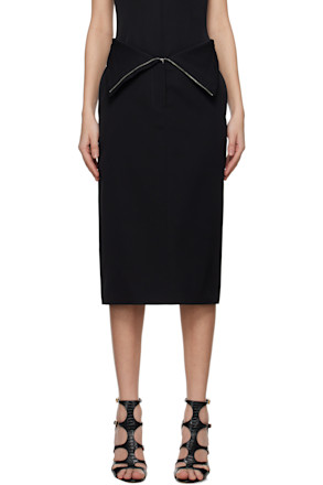 Black Split Hem Midi Skirt