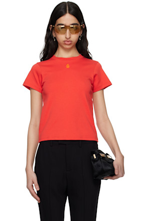 Red Embroidered Skull T-shirt