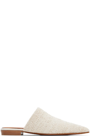 Off-White Birdee Leather Knit Mules