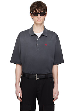 Gray Dyed Mercerized Cotton Polo