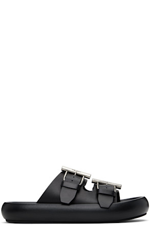 Black T-Bar Buckle Sandals