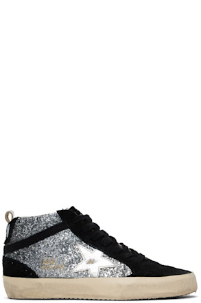 Black & Silver Mid Star Sneakers