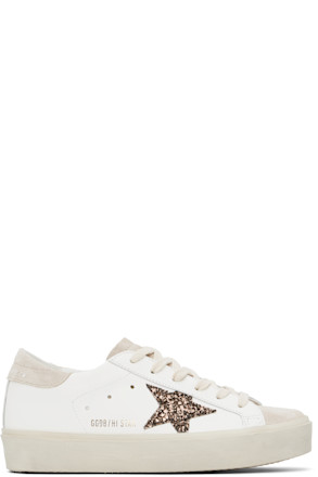 White & Beige Hi Star Sneakers
