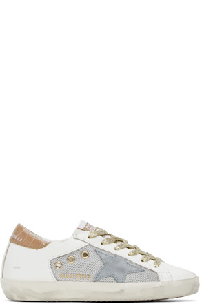 White & Silver Super-Star Sneakers