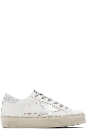 White & Silver Hi Star Classic Sneakers