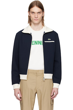 Navy & White Regular Fit Zip-Up Paris Sweatshirt