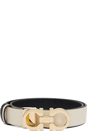 Black & Beige Medium Gancini Reversible Belt