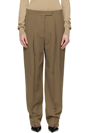 Taupe Inverted Pleats Trousers
