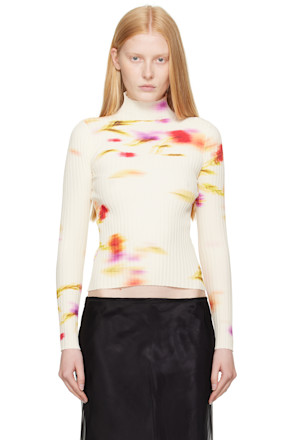 Off-White Blossom Print Turtleneck