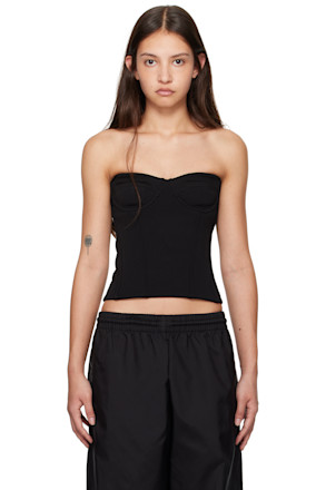 Black Semi Matte Bustier Tank Top