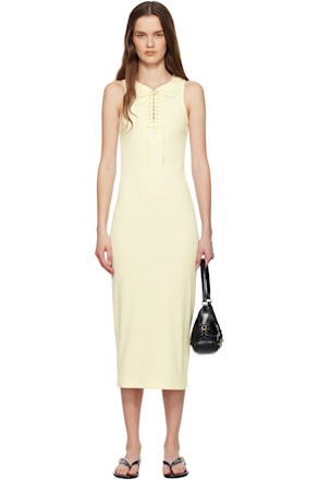 Off-White Lace Up Rib Tank Midi Dress