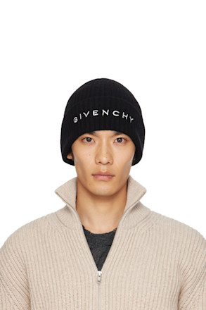 Black 'Givenchy' 4G Embroidered Beanie