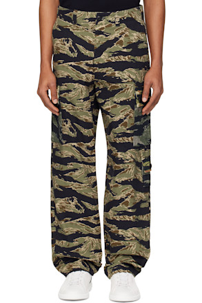 Black & Khaki Camo Print Cargo Pants