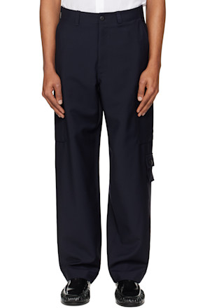 Navy Wool & Mohair Cargo Pants