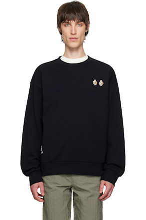 Black Cotton Patches Sweatshirt