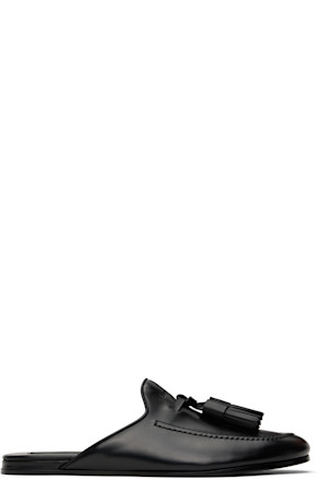 Black Leather Slippers