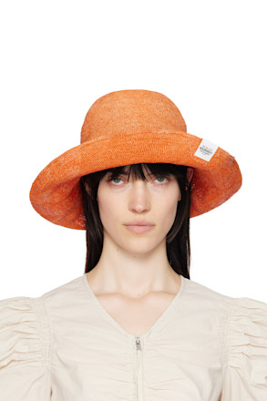 Orange Straw Bucket Hat