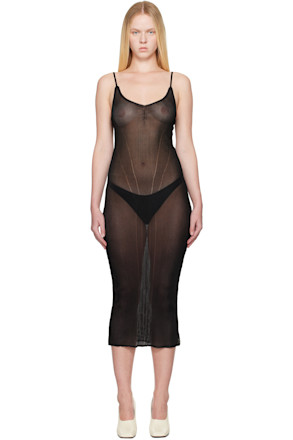 Black Knit Justaucorps Maxi Dress