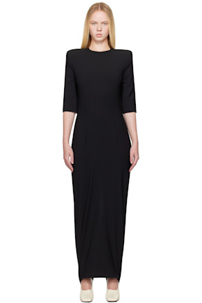 Black Tailored Fuseau Maxi Dress