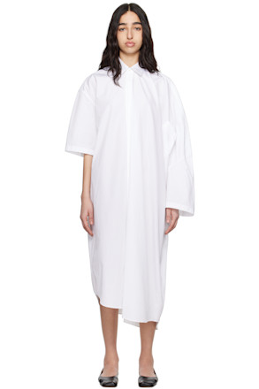 White Extended Shirt Maxi Dress