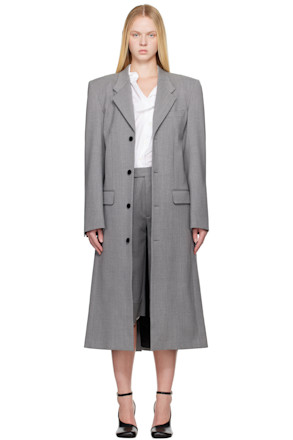 Gray Single Breasted Tailored Coat