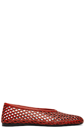 Red Tee Perforated Ballerina Flats