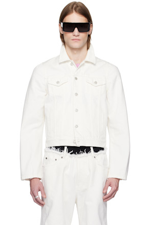 White Molded Shoulder Denim Jacket