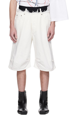 White Knee Denim Shorts