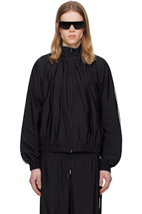 Black Gathered Neck Track Jacket