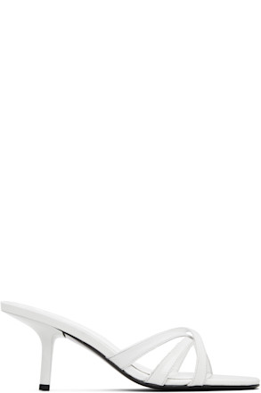 White Julie Creased Calf Leather Heeled Sandals