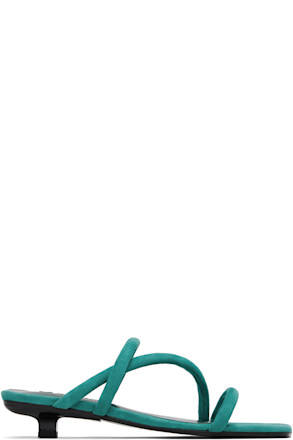 Green Morena Kid Suede Leather Heeled Sandals