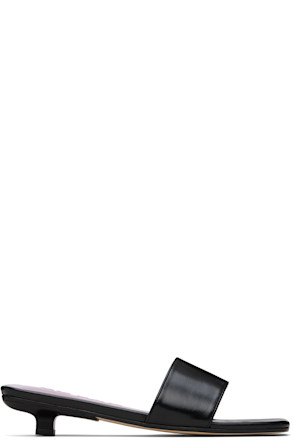 Black Ceni Creased Leather Heeled Sandals