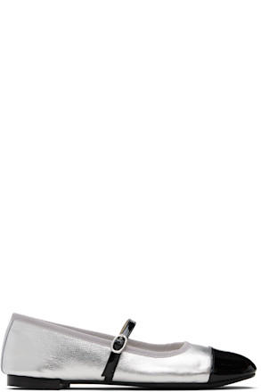 Silver & Black Georgiana Mary-Jane Ballerina Flats