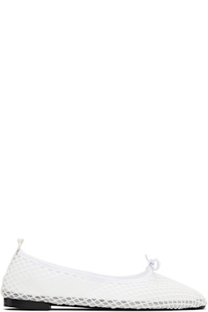 White Garance Square Toe Ballerina Flats