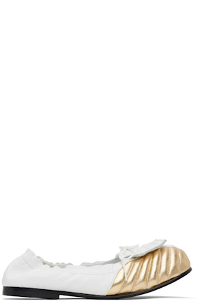White & Gold Big Foot Football Flat Loafers