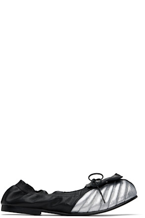 Black & Silver Big Foot Football Flat Loafers