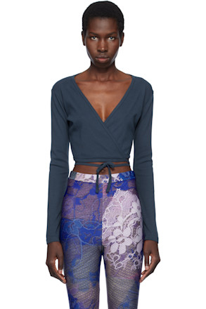 Navy Sarita Wrap Top