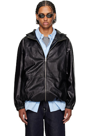 Black Hooded Leather Jacket