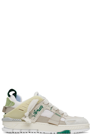 Beige & Green Area Patchwork Sneakers