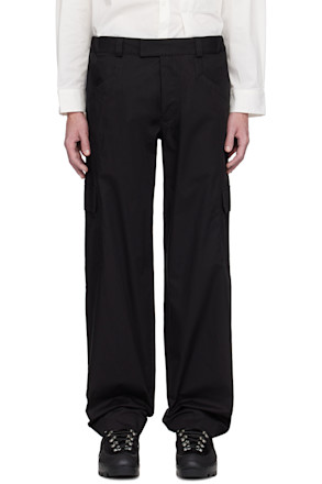 Black Poplin Cargo Pants