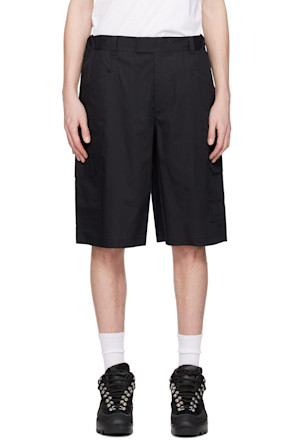 Black Poplin Cargo Shorts