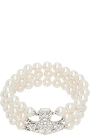 Graziella Three Row Faux-Pearl Bracelet