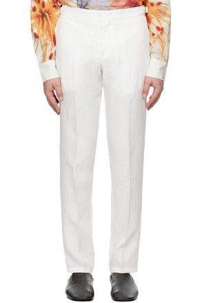 White Griffon Italian Linen Trousers