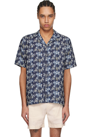 Navy Maitan Linen Shirt